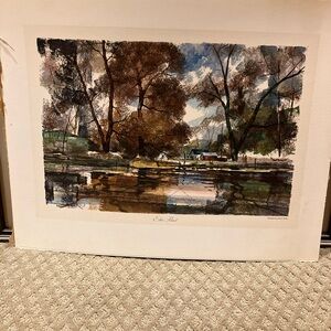 Scenic Landscape Signed Art Print “Elm Point” by NY artist John DeTore 17x12